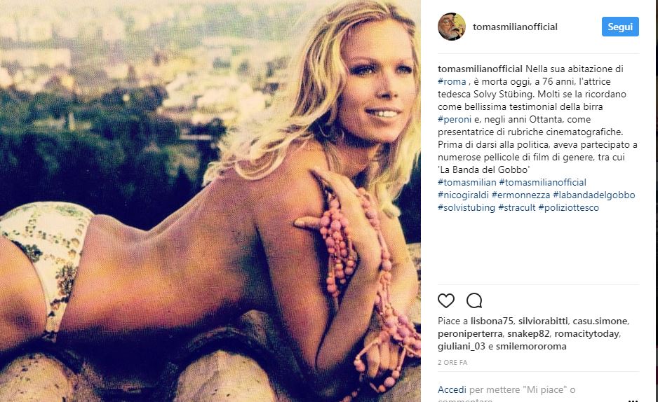 Chi era Solvi Stubing la “bionda” della birra Peroni