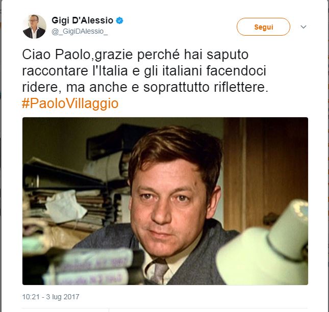 Paolo Villaggio, l’addio social di amici e colleghi Paolo Villaggio, l’addio social di amici e colleghi