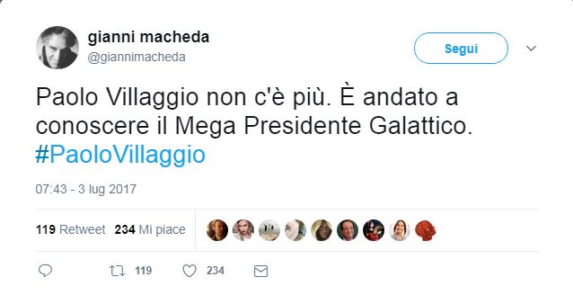 Paolo Villaggio, l’addio social di amici e colleghi Paolo Villaggio, l’addio social di amici e colleghi