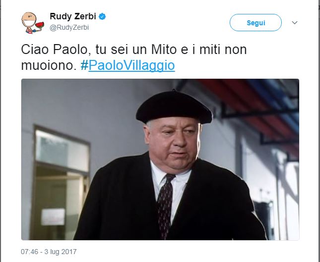 Paolo Villaggio, l’addio social di amici e colleghi Paolo Villaggio, l’addio social di amici e colleghi