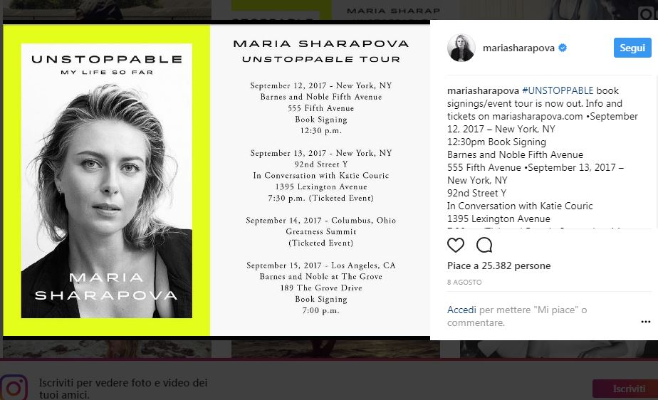 Maria Sharapova, un “brand” in movimento Maria Sharapova, un “brand” in movimento