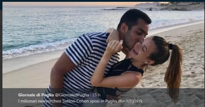 Sutton e Cohen, storia di due figli di supermilionari sposi in Puglia