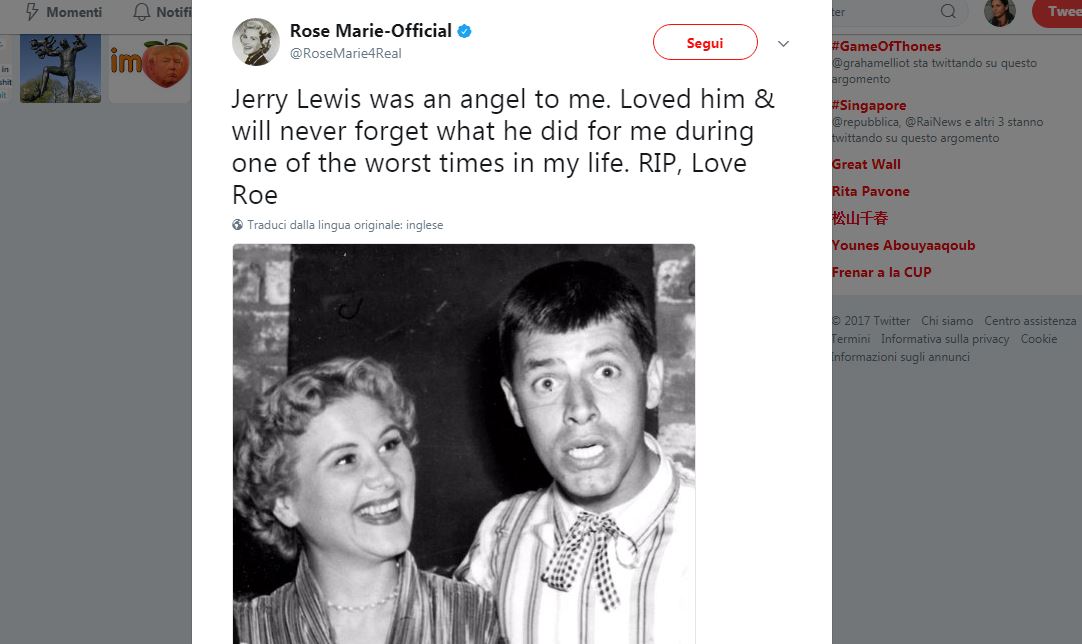 Hollywood (e non solo) piange la morte di Jerry Lewis