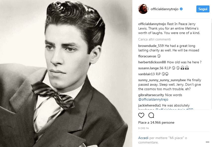 Hollywood (e non solo) piange la morte di Jerry Lewis