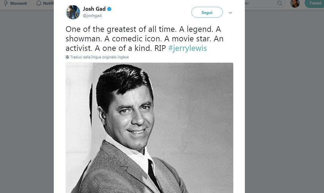 Hollywood (e non solo) piange la morte di Jerry Lewis