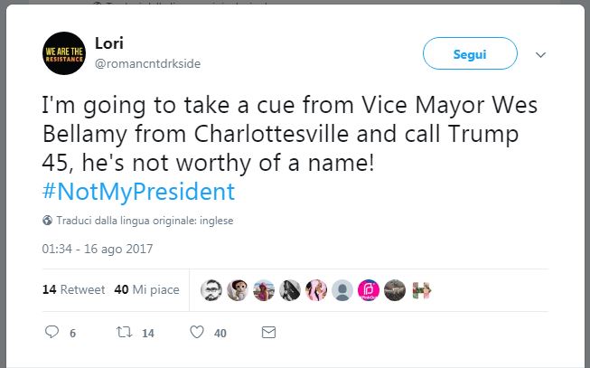 Donald Trump, la protesta social contro il Presidente passa anche per #45