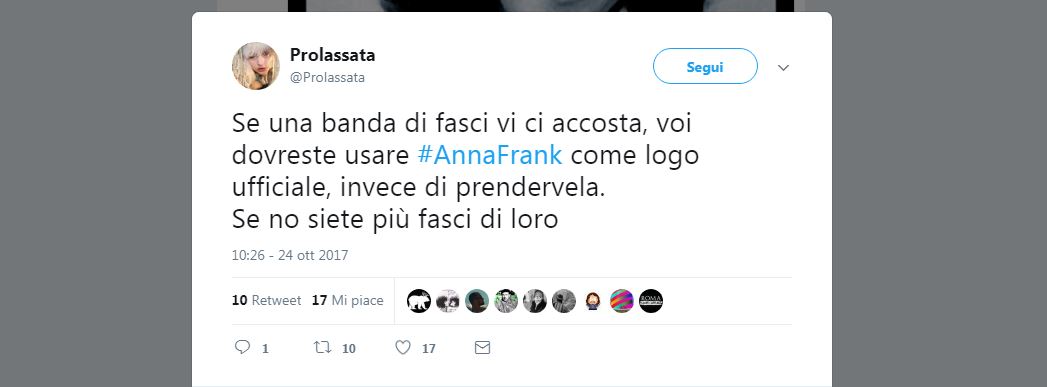 L’indignazione social per gli adesivi di Anna Frank L’indignazione social per gli adesivi di Anna Frank
