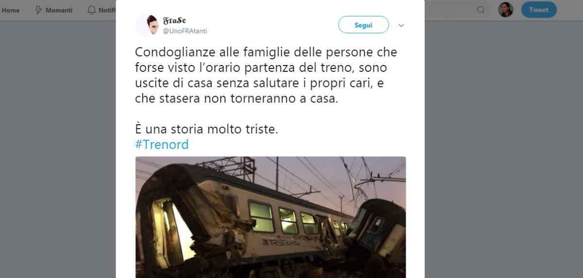 Galleria foto 'Incidente a Pioltello: lo sgomento dei social network' - foto 5