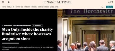 Presidents Club: Londra trema dopo l’inchiesta del Financial Times sulle molestie