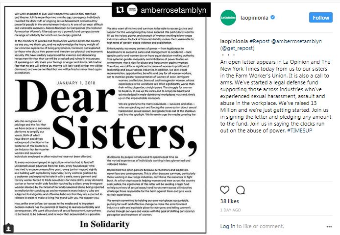 “Time’s Up”: la risposta di Hollywood alle molestie sul posto di lavoro