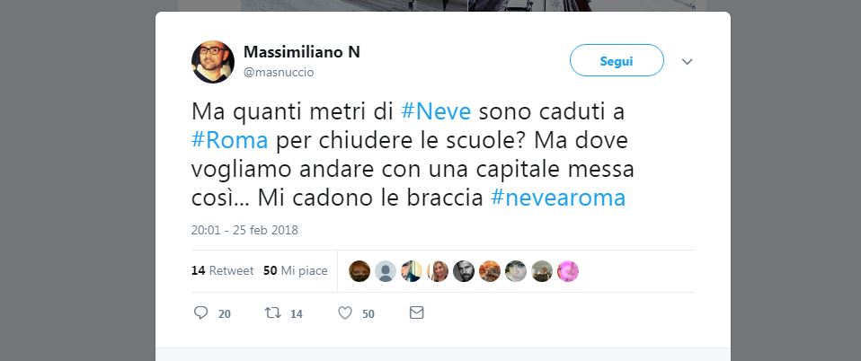 #Nevearoma: sui social lo stupore dei romani per la Capitale imbiancata