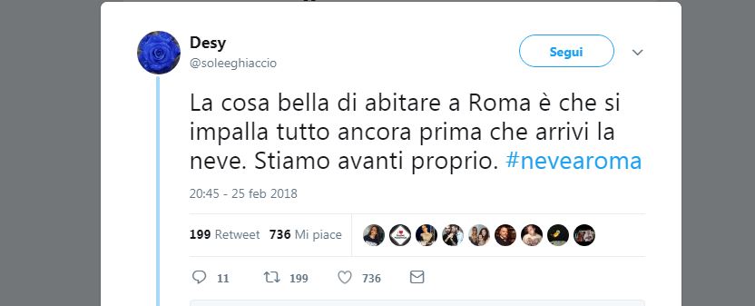 #Nevearoma: sui social lo stupore dei romani per la Capitale imbiancata