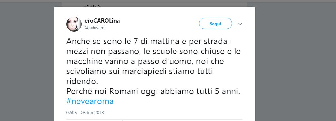 #Nevearoma: sui social lo stupore dei romani per la Capitale imbiancata