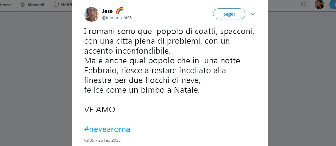 #Nevearoma: sui social lo stupore dei romani per la Capitale imbiancata