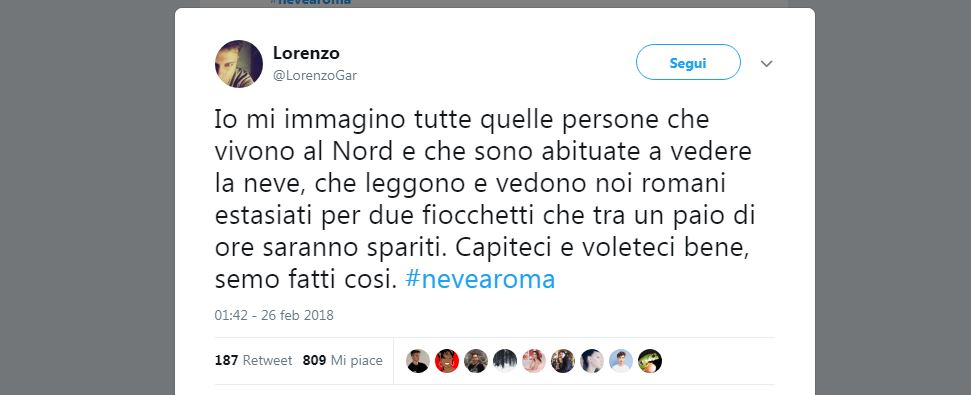 #Nevearoma: sui social lo stupore dei romani per la Capitale imbiancata