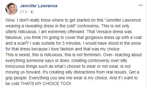 Perché il caso del vestito di Jennifer Lawrence ci deve far riflettere