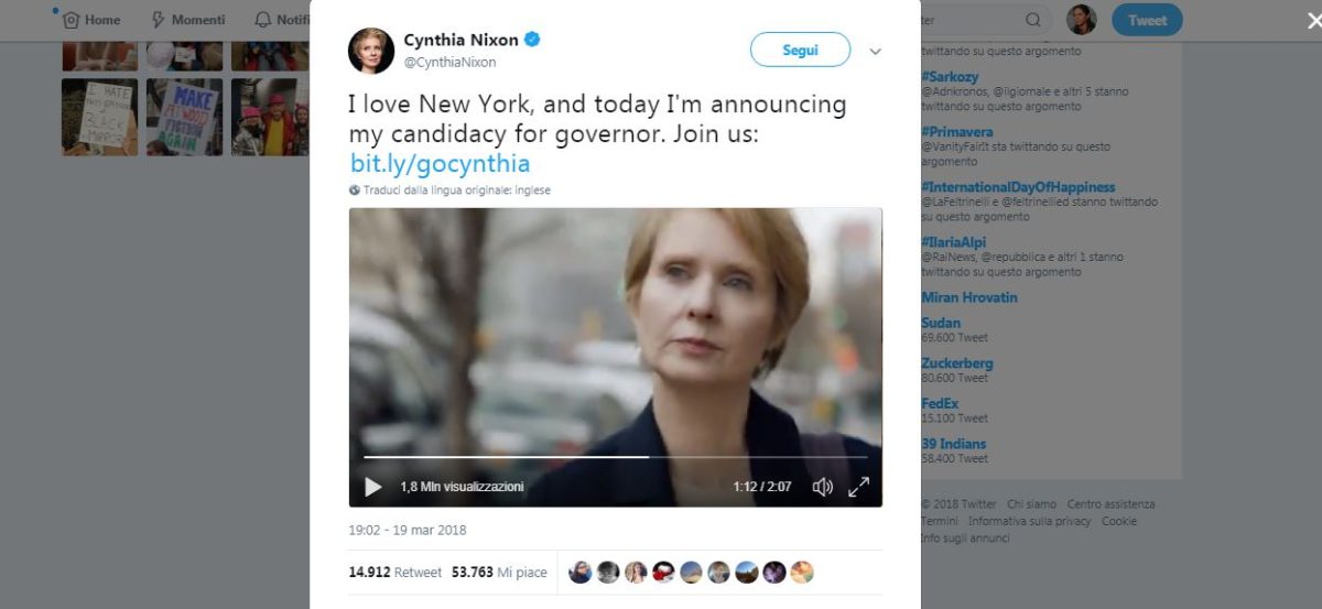 Galleria foto 'Cynthia Nixon, da Sex & The City alla politica' - foto 9