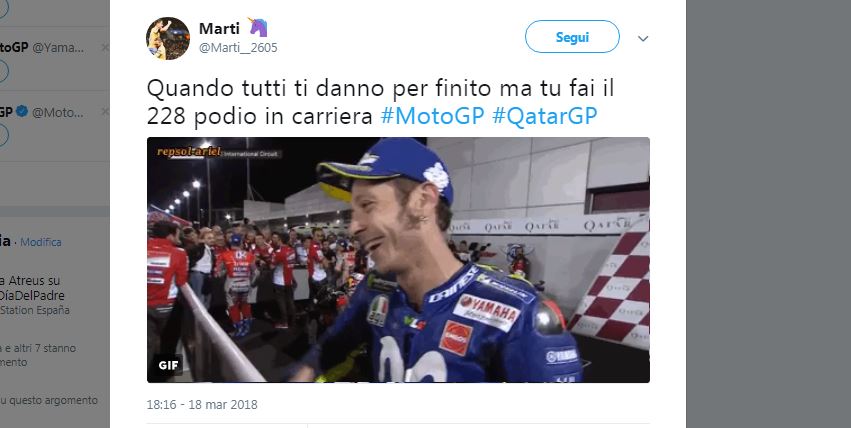 La festa social per il podio di Dovizioso e Rossi in Qatar