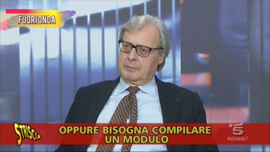 Sgarbi ed il fuori onda sulla fake news delle code ai Caf per il reddito di cittadinanza | video