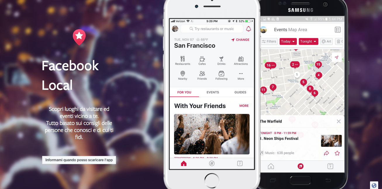 Facebook Local arriva in Italia: come funziona la nuova app per eventi
