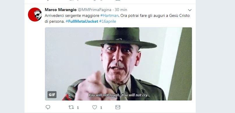 Ecco come i social network ricordano il Sergente Hartman Ecco come i social network ricordano il Sergente Hartman