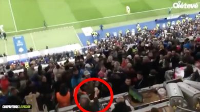 Mino Taveri mostra una banconota da 50 euro ai tifosi del Real Madrid dopo il rigore contro la Juventus | video