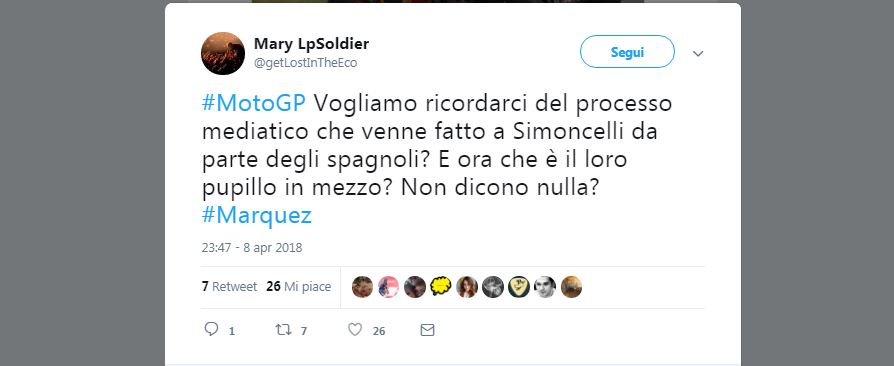 Le reazioni social allo scontro Rossi-Marquez Le reazioni social allo scontro Rossi-Marquez