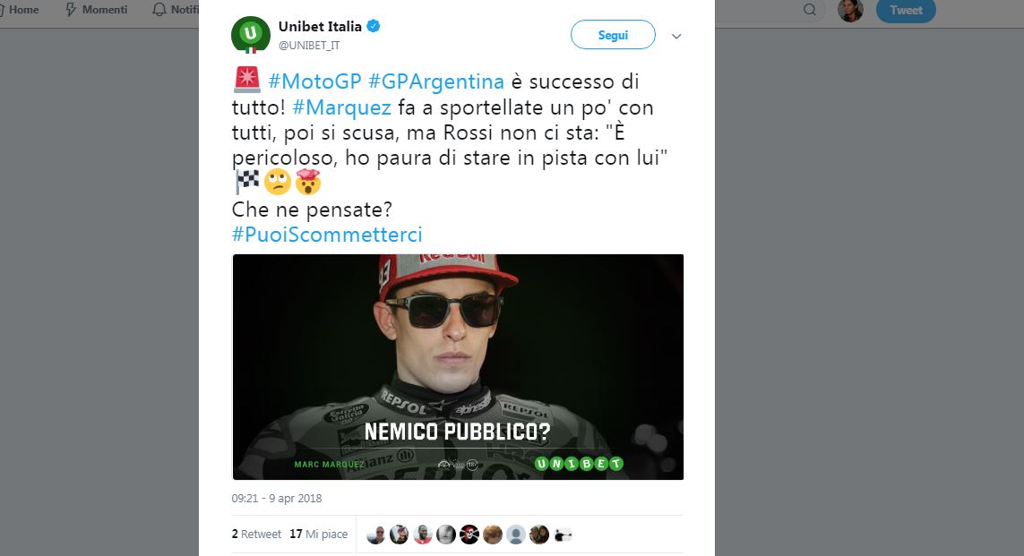 Le reazioni social allo scontro Rossi-Marquez Le reazioni social allo scontro Rossi-Marquez