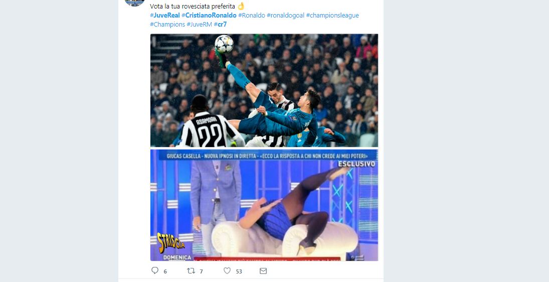 Cristiano Ronaldo show: il gol in rovesciata alla Juve scatena i social network Cristiano Ronaldo show: il gol in rovesciata alla Juve scatena i social network
