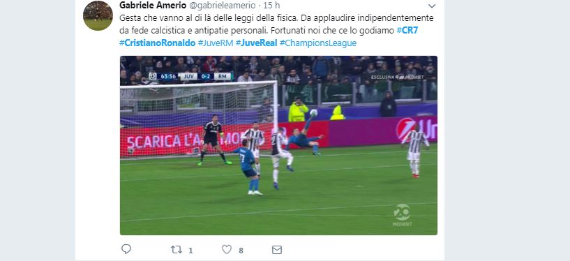 Cristiano Ronaldo show: il gol in rovesciata alla Juve scatena i social network Cristiano Ronaldo show: il gol in rovesciata alla Juve scatena i social network