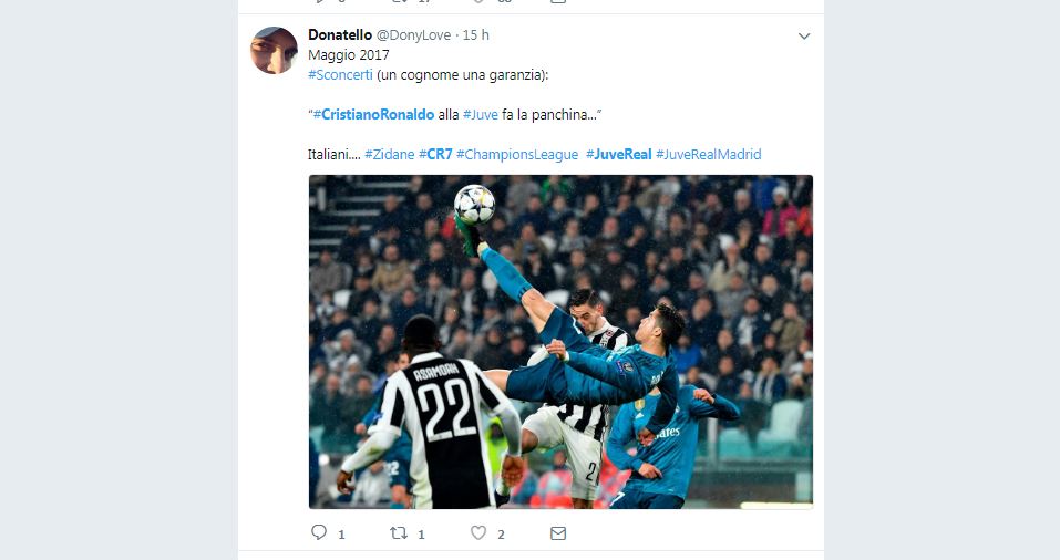 Cristiano Ronaldo show: il gol in rovesciata alla Juve scatena i social network Cristiano Ronaldo show: il gol in rovesciata alla Juve scatena i social network