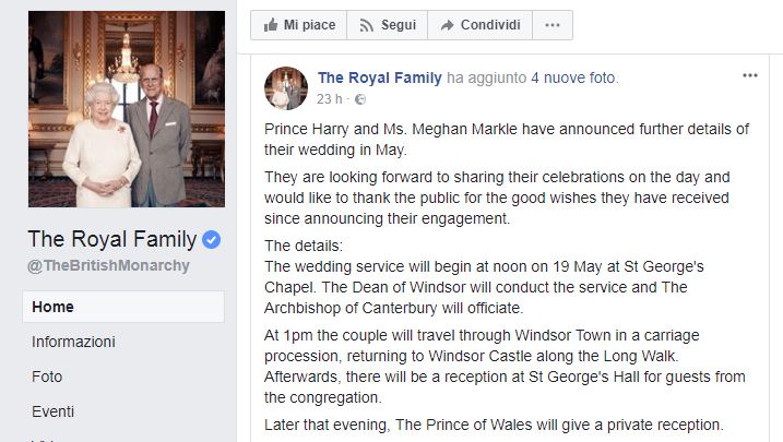 Matrimonio del principe Harry e Meghan Markle: cosa sappiamo finora