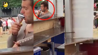 Ragazzo lecca il cono gelato ancora chiuso | video