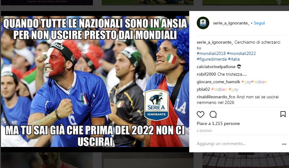 Mondiali 2018 al via senza l’Italia: i meme più divertenti Mondiali 2018 al via senza l’Italia: i meme più divertenti