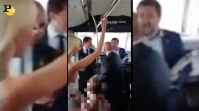 Salvini sul pullman e la gente canta “Bella Ciao” | video
