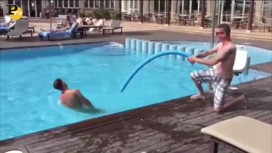 I due amici e la pesca “umana” in piscina | video