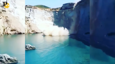Ponza: crollano le rocce alla spiaggia di Chiaia di Luna | video