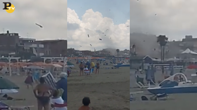 Torvaianica: tromba d’aria sulla spiaggia tra i bagnanti | video
