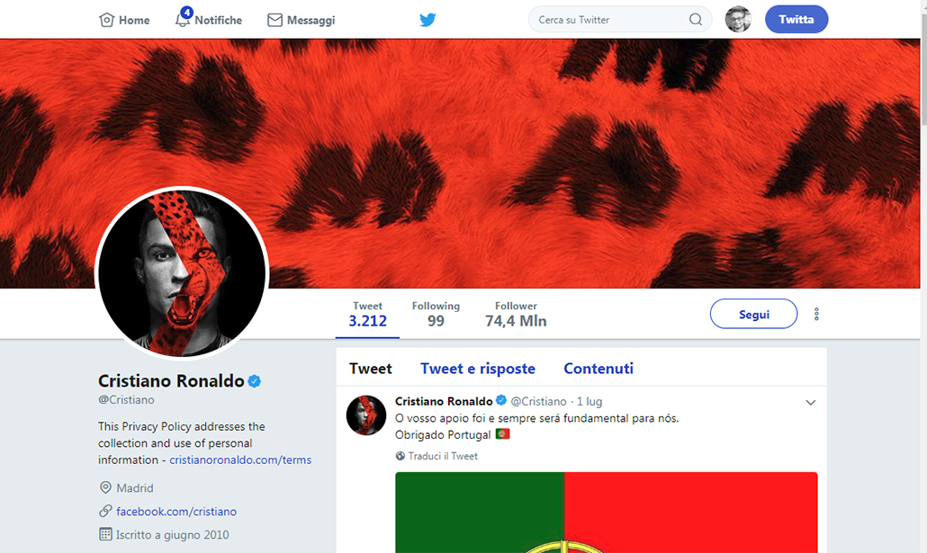 Quanto vale Cristiano Ronaldo sui social