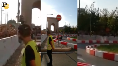 Vettel, incidente alla Darsena di Milano con la sua ferrari | video