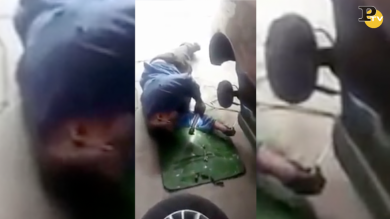 Meccanico dorme (e russa) per terra, sotto una auto, al lavoro | video