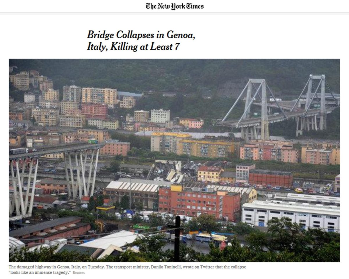 Galleria foto 'Gli occhi del mondo sul disastro di Genova – Foto' - foto 5