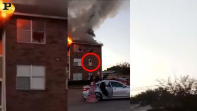 Dallas: incendio in casa. Salvo con lancio dalla finestra | video