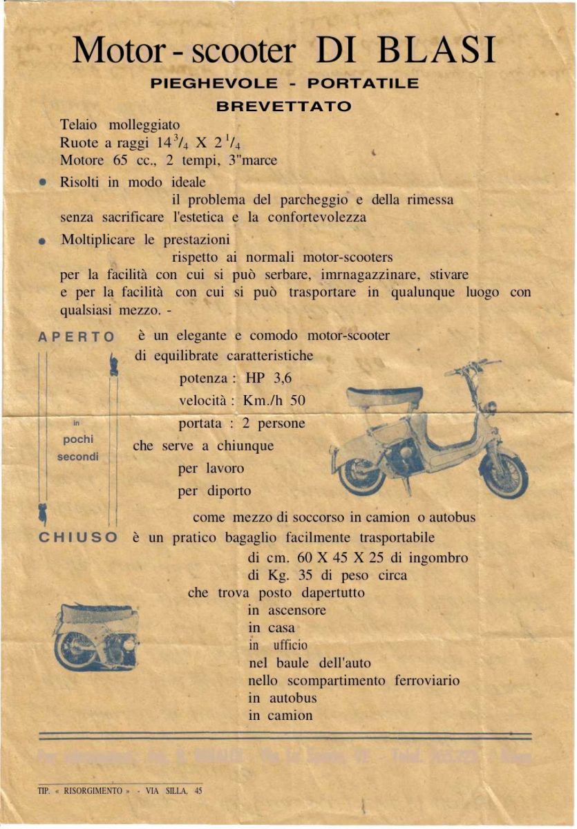 Italiani che fecero l’impresa: storia e foto della Di Blasi, pioniere dei pieghevoli a due ruote