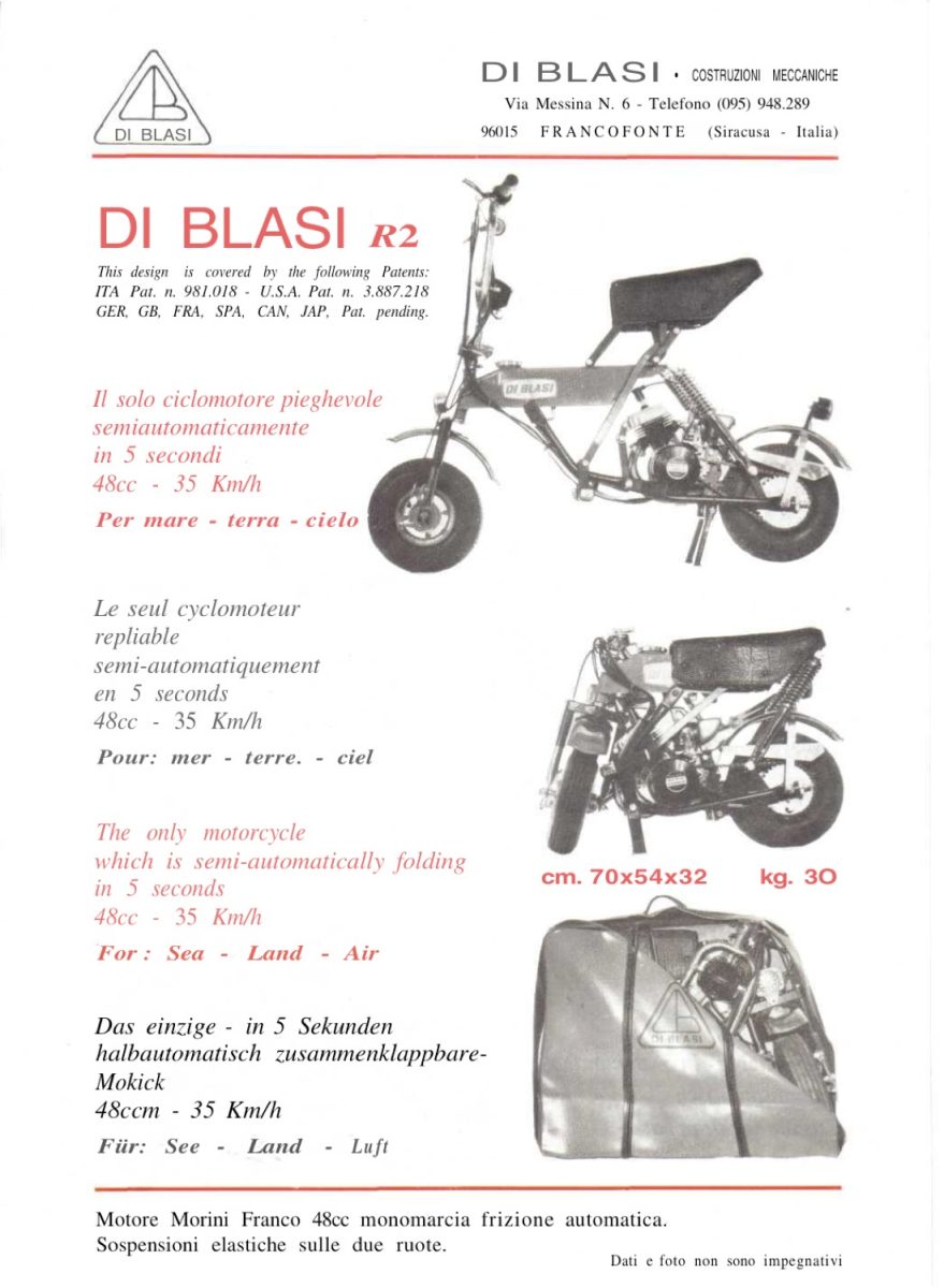 Italiani che fecero l’impresa: storia e foto della Di Blasi, pioniere dei pieghevoli a due ruote