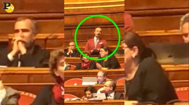Il senatore Puglia, M5S, fa le prove del discorso al Senato | video