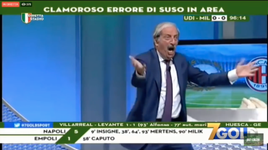 Crudeli, reazione epica al gol di Romagnoli, Udinese-Milan 0-1 | video
