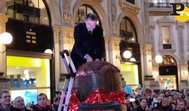 Milano, ecco il panettone più grande del mondo: 332 chili | video