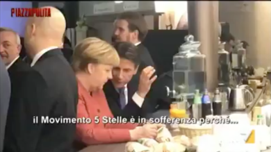 Piazzapulita: il fuorionda Conte-Merkel. “M5S preoccupati per i sondaggi” | video