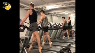 Ballerini in palestra sul tapis roulant
